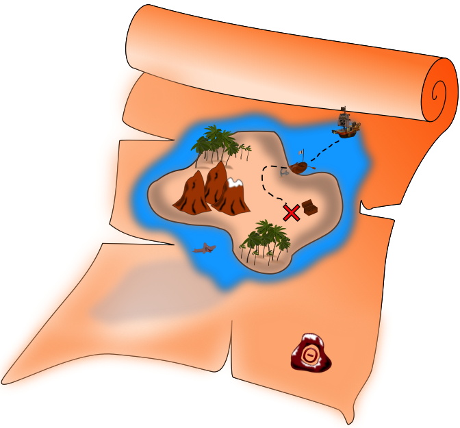 Schematic map of an island.